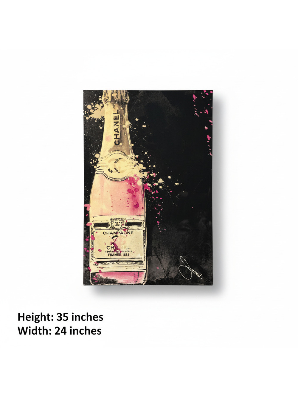 Empire Art Direct Chanel Champagne Bottle Canvas Print Wall Art 35x24